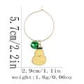 Detail view of a gold hoop earring featuring a yellow pear charm and green bell with size specs - Pear Style (Z1345-5)