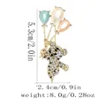 Elegant bear with cat eye balloon brooch pins for women in 5.3cm length with white zircons - Golden Tiger With Colorful Balloons Style(C2895)