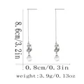 Dettaglio orecchini a catena lunga argento con dimensioni 8,6 cm e pendente di perla - Stile Perla Orecchio di Gatto Argento (F1570-1)