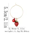 Detailed view of red strawberry and bell earrings with size measurements in centimeters - Strawberry Style (Z1345-12)