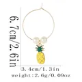 Detail showing dimensions of pineapple fruit drop earrings with white pearls in gold finish - Yellow Pineapple