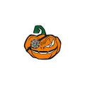 Spilla zucca pirata di Halloween in smalto arancione con strass scintillanti - Zucca Pirata (CZ2155-4)