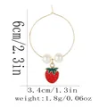Strawberry wine glass charm hoop earring specifications in 6cm height and 3.4cm width - Red Strawberry B