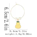 Detail showing dimensions of a gold fruit charm earring with white pearls and yellow pear - Yellow Pear