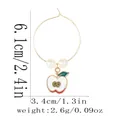 Detail of apple enamel hoop earring with pearls and dimensions 6.1cm by 3.4cm - Red Apple