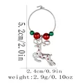 Christmas reindeer napkin ring featuring red and green beads on a silver metal hoop - Red Dotted Reindeer Style (Z1347-2)