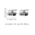 Detailed view of silver sneaker cufflinks with engraved textures and size measurements - Silver Vintage Distressed Sneaker Style (P1112-7)