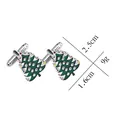 Silver Christmas tree cufflinks with green enamel and crystal accents on white background - Christmas Tree Cufflinks (B1215)
