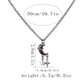 Detail showing 50cm silver alloy chain with crescent moon and star pendant dimensions - Star Moon Pendant Style (A3318-4)