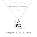 Ethnic style panda pendant necklace in gold finish with precise size measurements - Sitting Panda