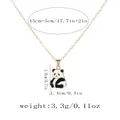 Ethnic style gold chain with black and white enamel panda pendant for children - Crawling Panda