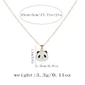 Cute panda pendant necklace in gold finish with 45cm chain and black-white enamel charm - Round Face Panda