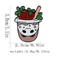 Pin de esmalte de taza de té con leche de fresa con diseño de dibujos animados rosa - Estilo Panda Fresa (C2893-3)