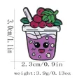 Lindo pin de esmalte de té con leche de uva morada con medidas de tamaño y peso - Estilo Jugo de Uva (C2893-4)