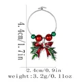Christmas wine glass charm with red beads and green holly leaf enamel pendant - Holly Bow Style (Z1347-1)