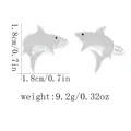 Boutons de manchette en forme de requin en acier inoxydable argenté pour hommes - Style Requin / Argent