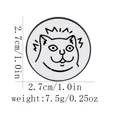 Spilla smaltata con gatto cartone animato carina con dimensioni 2,7 cm e peso 7,5 g - Diametro 2.7 / Gatto Bianco Nero (C2911)