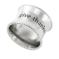 Servilletero de plata con grabado give thanks y detalles de borde perlado - Plateado