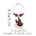 Christmas snowman sled wine glass charm with red green beads and enamel finish - Red Sleigh Style (Z1347-3)