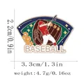 Cartoon enamel pin featuring a baseball player and flowers with baseball lettering - Baseball Player (C2891-5)