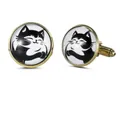 Gouden ronde manchetknopen voor heren met schattige kattenprints en handige klapsluiting - Lachende Kat Stijl(B1587-3)