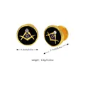 Boutons de manchette maçonniques dorés avec logo équerre et compas sur émail noir - Petits Boutons de Manchette Dorés (B1444GO)