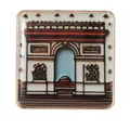 Broche carrée dorée vintage avec illustration colorée de l'Arc de Triomphe de Paris - Arc de Triomphe de Paris