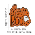 Lindo broche de esmalte de Halloween con fantasma 'hey BOO', detalle de 3,3x3,0cm - Estilo Hey Boo Fantasma (C2918-4)