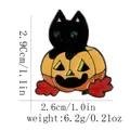 Pin de esmalte de Halloween con gato negro sobre calabaza y guía de tamaños - Estilo Gato Negro Calabaza (C2918-3)