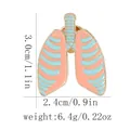 Creative lung shape enamel pin badge with pink and blue colors on a gold metal base - Lung Anatomy Style (C2937-5)