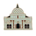 Broche en émail représentant un dôme de bâtiment vert menthe avec finitions dorées - Bâtiment de Style Taj Mahal