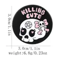 Spilla smaltata teschio Killing Cute con fiocco rosa e dettaglio stella per borse - C2952