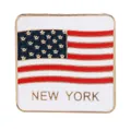 Insigne carré en émail New York avec drapeau américain et bordure dorée - Drapeau USA New York