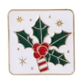 Aimant de frigo de Noël carré en émail avec feuilles de houx et sucre d'orge - Houx et Sucre d'Orge Carrés