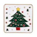 Weihnachtsbaum-Emaille-Kühlschrankmagnet aus Legierung mit festlichem Dekor und Gold - Quadratischer Weihnachtsbaum (Weißer Hintergrund)