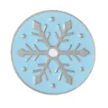 Weihnachts-Kühlschrankmagnet mit blauem Emaille- und silbernem Schneeflocken-Muster - Rundes Schneeflockenmuster