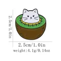Dettagli e dimensioni della spilla smaltata con gatto bianco e kiwi verde creativo - Stile Gatto Kiwi (C2956)