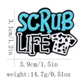 Scrub Life enamel pin for medical staff with blue and white polka dot design - Scrub Life (C2931)