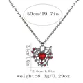 Gothic spider web heart pendant necklace with red rhinestones and 50cm chain length - Heart Spider Web Style (A3318-1)