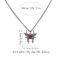 Gothic butterfly pendant necklace with red gemstone in gunmetal finish 50cm chain - Red Drop Butterfly Style (A3318-2)