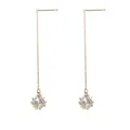 Orecchini a goccia dorati con sfere in zircone e lunghe nappe a catena eleganti - Stile Sferico con Diamanti Completi Oro (F1570-8)