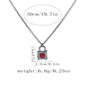 Retro punk snake butterfly necklace variant with red heart stone and size specs - Red Heart Bag Style (A3318-3)
