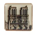 Aimant carré en alliage doré avec croquis architectural vintage de Notre-Dame de Paris - Notre Dame De Paris