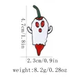 Ghost chili pepper enamel pin dimensions shown with weight and size details - Ghost Chili (BXT0010)