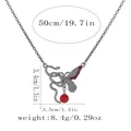Retro punk snake and butterfly pendant necklace with red bead and 50cm cross chain - Snake Butterfly Red Bead Style (A3318-7)