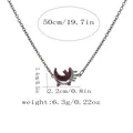 Gothic black crescent moon necklace with red gemstone and detailed size specifications - Black Red Gem Crescent Style (A3318-8)
