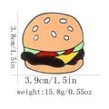 Cartoon burger fridge magnet with size specs 3.8cm height and 3.9cm width - Hamburger (BXT0013)