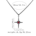 Punk gunmetal necklace featuring a four-pointed star pendant with a red gemstone - Red Gem Four-pointed Star Style (A3318-11)