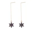 Orecchini pendenti dorati con fiore di zircone viola taglio marquise e catena lunga - Stile Fiore Pietra Marquise Viola Oro (F1570-17)