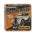 Vintage orange car service magnet with square golden frame and premium auto design - Car Service Style (C2938-2)